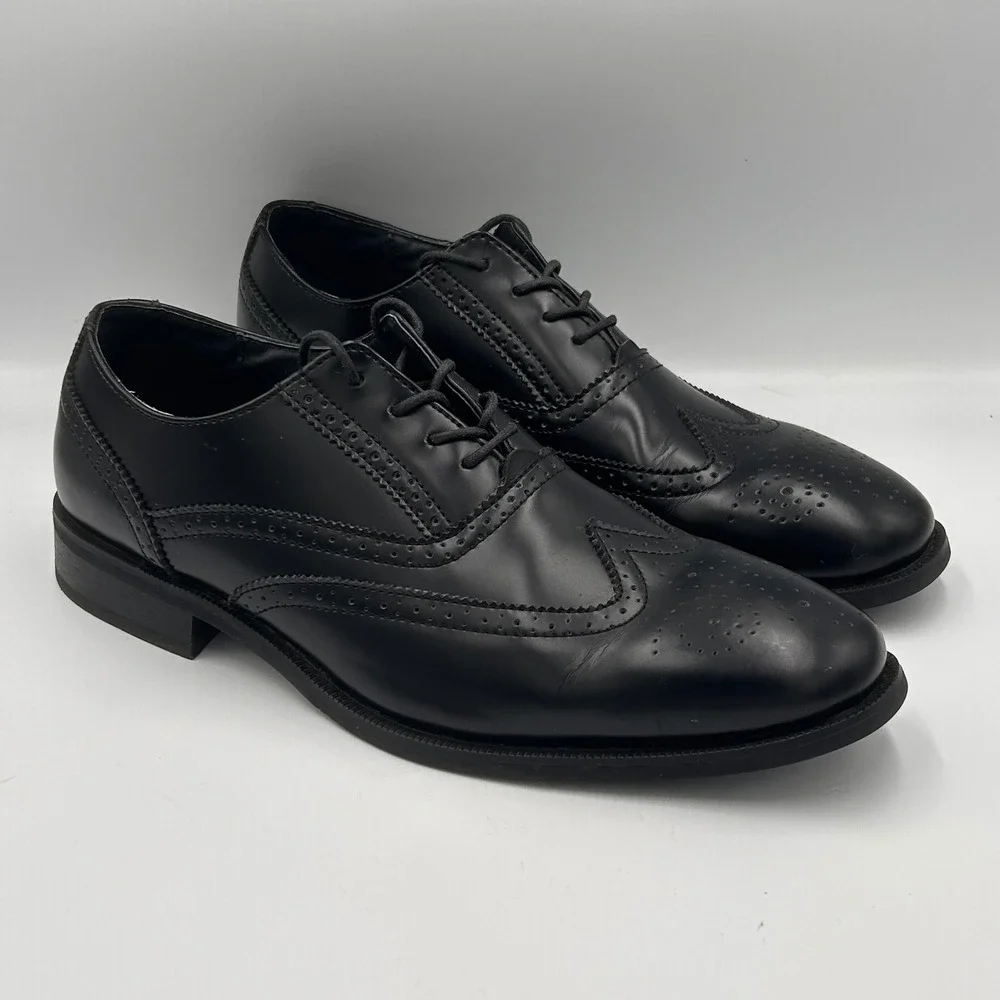 Bass & Co Mens Wingtip Oxford Dress Shoes 11.5 D Formal Darien Black Leather